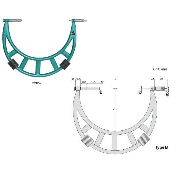 ✅Original Outside Micrometer W/ Extension Anvil Collar 300-400Mm Insize 3205-400 Terbaru