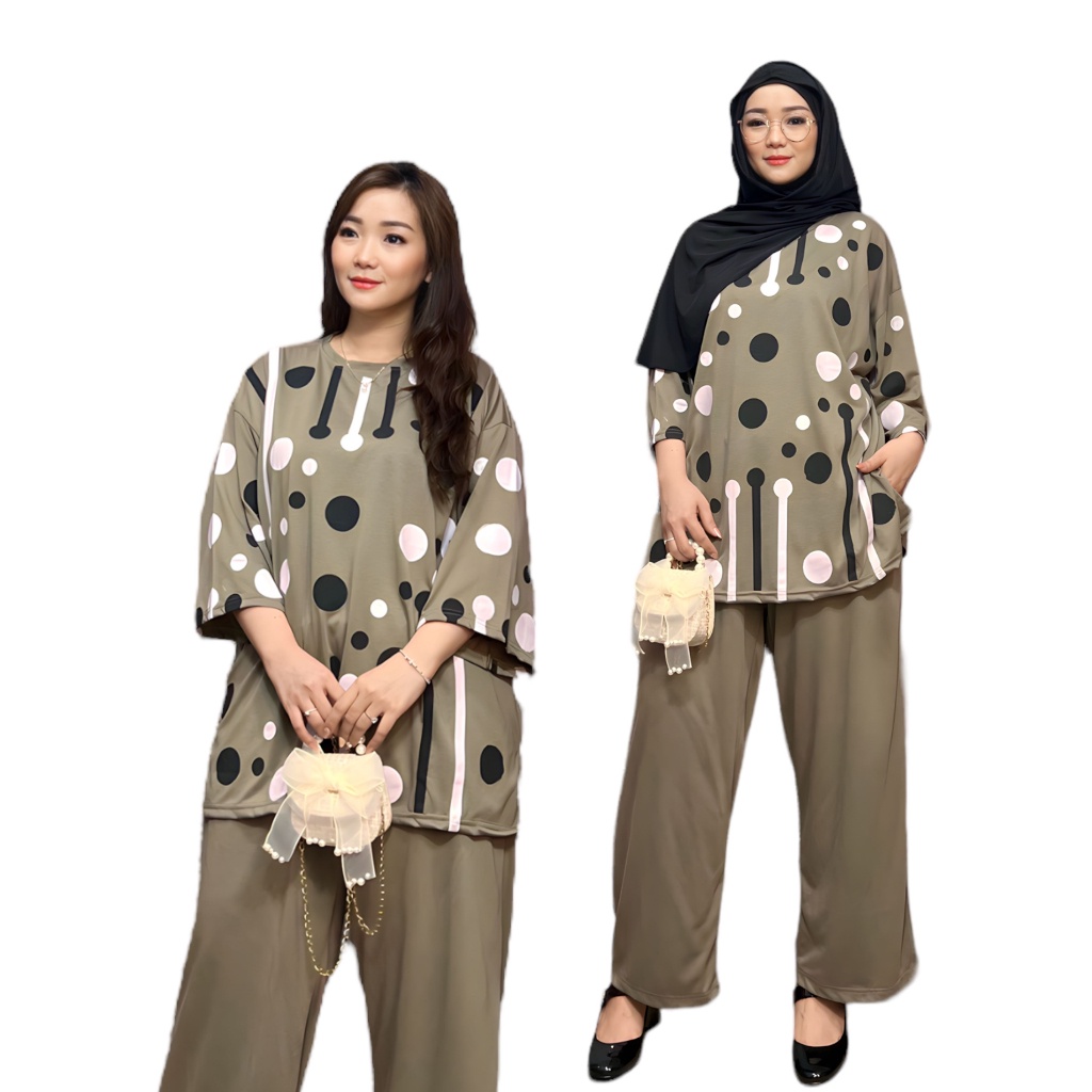 Setelan Wanita Terbaru 2023 Viral Dewasa Stelann Tunik Busui Sehari Hari Kancing Depan Murah Oneset 