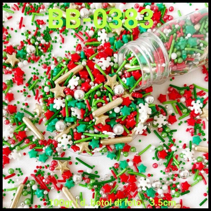 

DISKON BB-0383 SPRINKLES SPRINKEL 100GR SNOWFLAKE BINTANG NATAL FROZEN HIJAU !!!!!!!