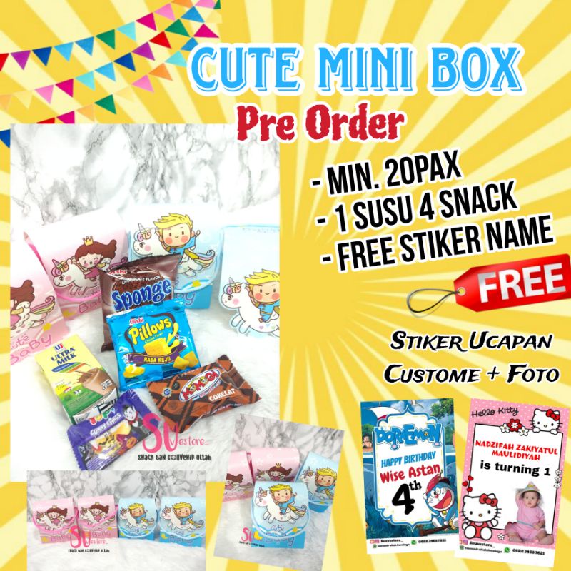 

Gift Box Mini Pink & Blue || Paket gift snack mini || Paper snack box mini