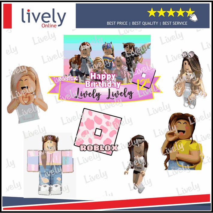 TERBARU CUSTOM NAMA CAKE TOPPER KARAKTER ROBLOX GIRL HIASAN ULANG TAHUN 