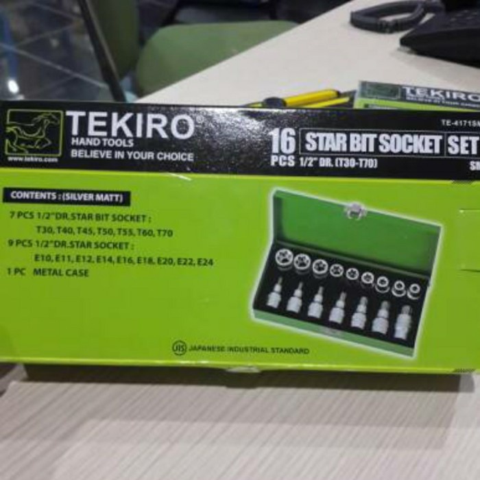 ✅Baru Mata Kunci Sok L Bintang Set 16 Pcs 1/2 Dr Tekiro Diskon