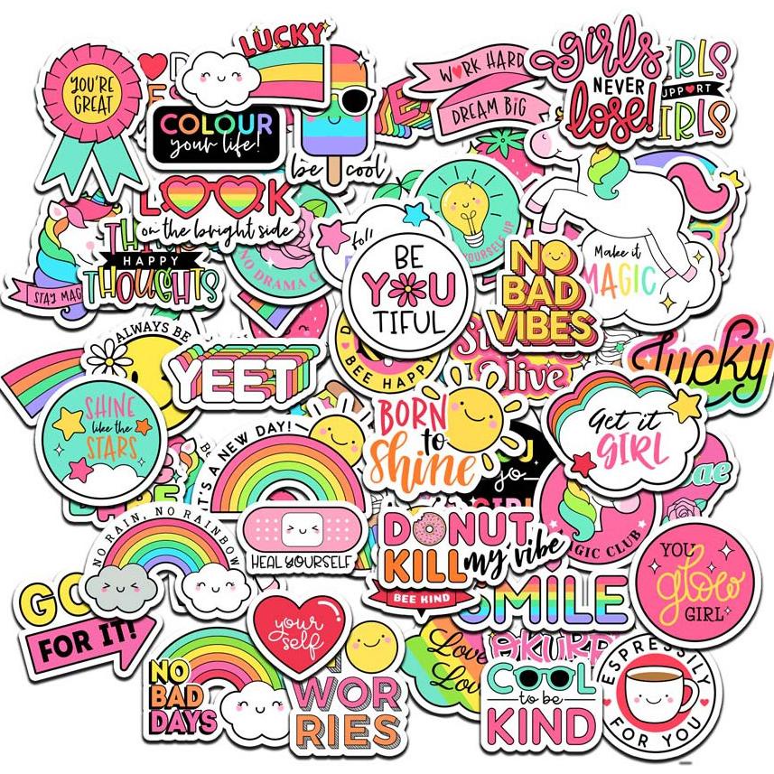 

55 PCS STIKER GOOD VIBES KAWAII LAPTOP HP JURNAL Scrapbook Diary Album Foto