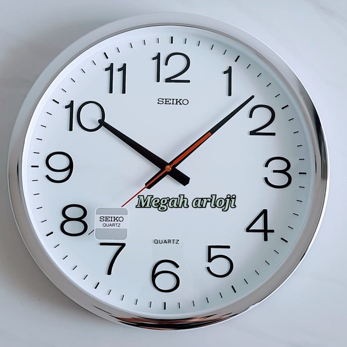 Konfli Jam Dinding 4038 Chrome Silver 40Cm Polos Putih Silver