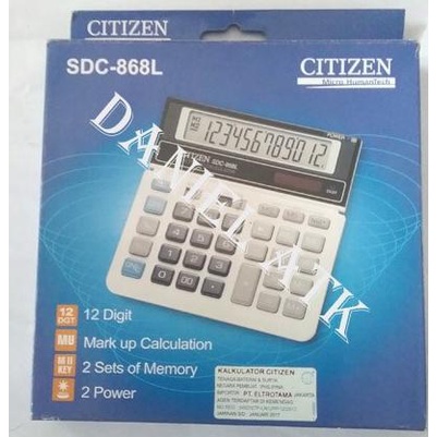 

Kalkulator Besar 12 Digit 2 Power - Citizen SDC868L