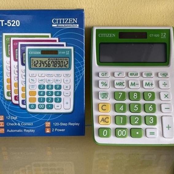 

M 1P Kalkulator Citizen Ct-520 Ungu Purple Hijau Green Pink Biru Blue