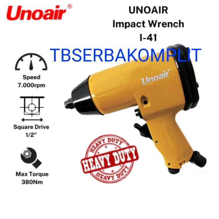 [Original] Unoair I-41 Pembuka Baut Angin 1/2 Inch Air Impact Wrench 321Nm 1/2 Diskon