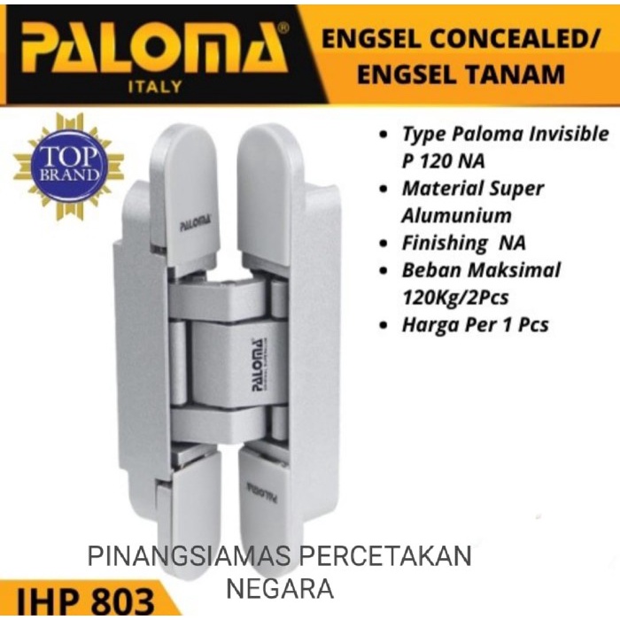 [Ori] Ihp 803 Paloma Engsel Tanam Engsel Pintu Invisible Hinge Berkualitas