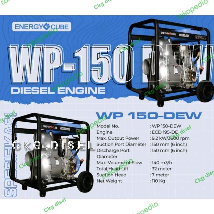 [Original] Aipower Pompa Alkon Diesel 6 Inch Stater Wp-150 Dew Kualitas Terbaik Terbaru