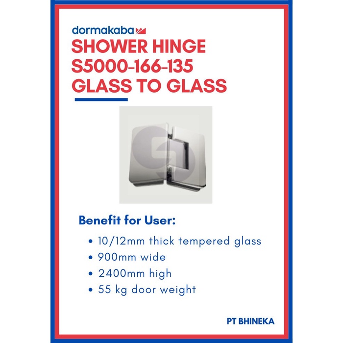 [Ori] Dorma S5000-166 Glass To Glass Dormakaba Shower Hinge Limited