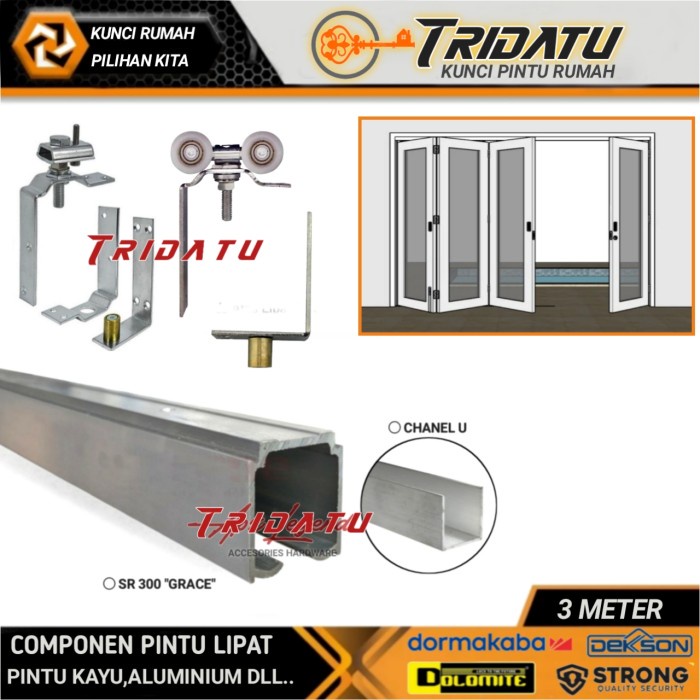 [Ori] Paket Rel Pintu Lipat 3M Untuk 4-5 Daun Pintu Hd300 Premium Berkualitas