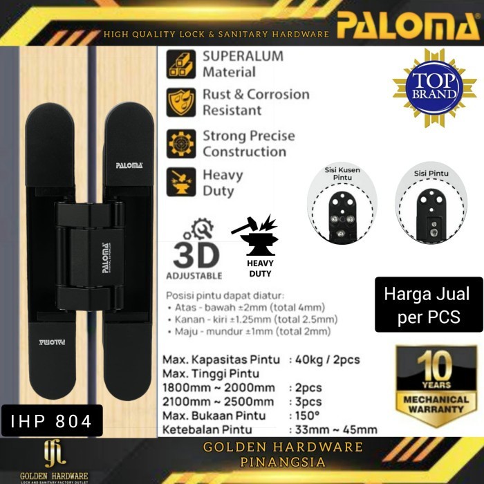 [Ori] Termurah Engsel Concealed Invisible Hinge Tanam Pintu Paloma Ihp 804 Bisa Gojek