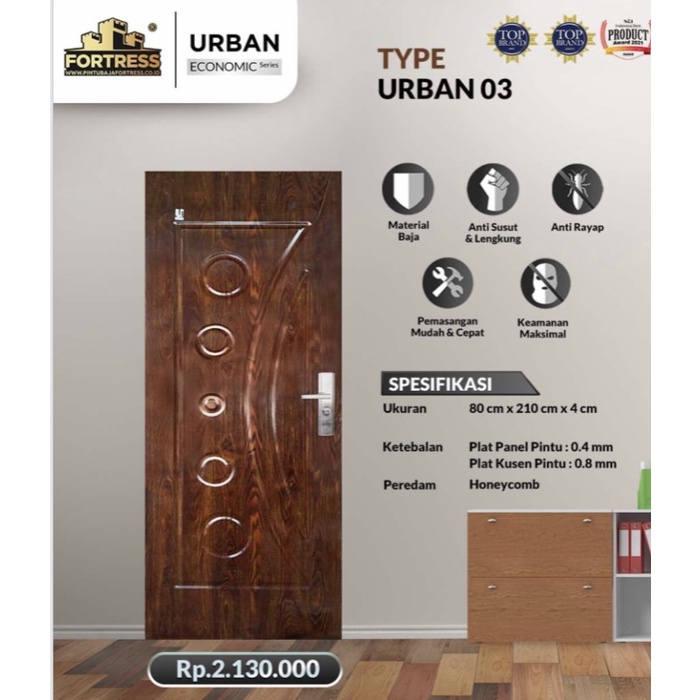 [Ori] Pintu Baja Jbs Fortress Urban 80.03 Putih / Cokelat Berkualitas