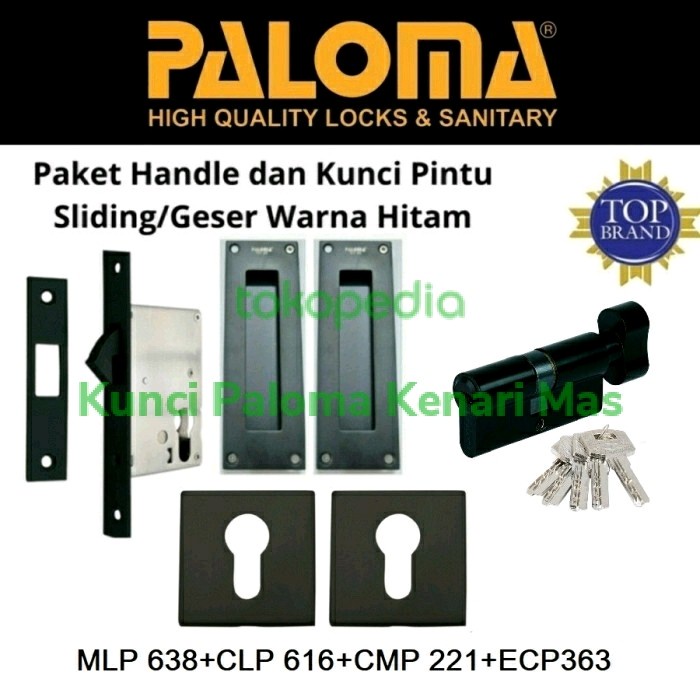 [Ori] Paloma Kunci Pintu Sliding Geser Hitam Set Hitam Terbatas