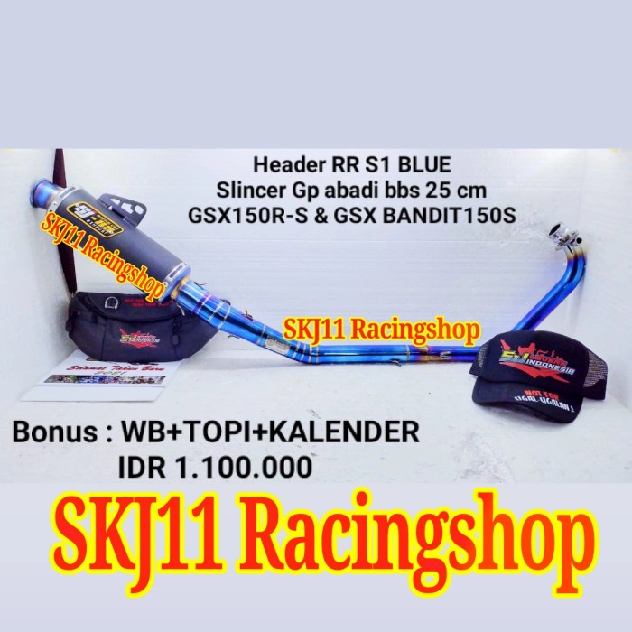 ✨Termurah Knalpot Racing Sj88 Gsx 150 Bandit Fullset Blue Gp Abadi Bbs 25 Cm Diskon