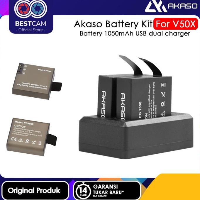 Akaso Battery Kit For V50X Brave 7 Le 7 Baterai Camera Original Terbaik