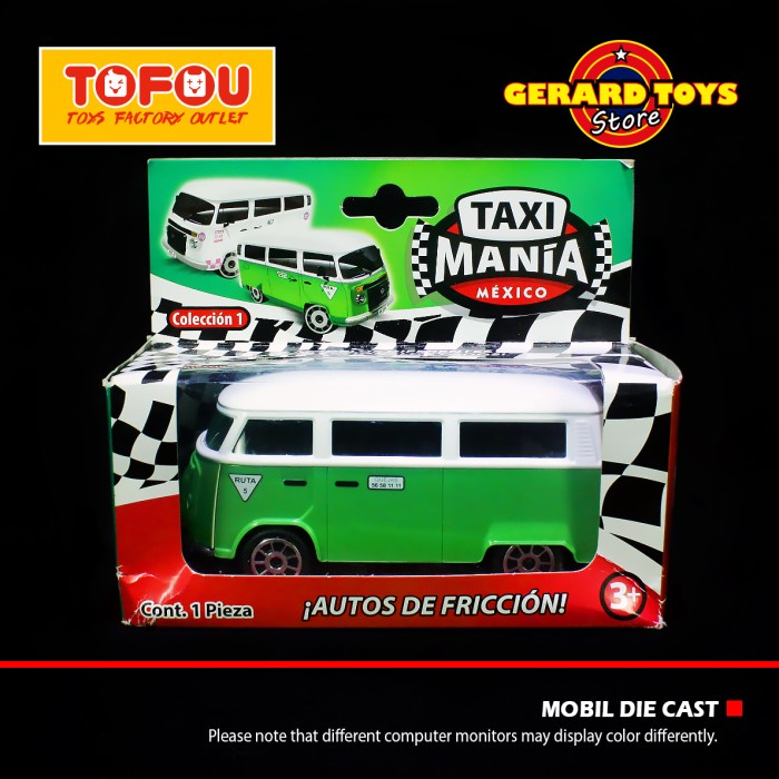 FLASH SALE MAINAN MOBIL DIE CAST TAXI MANIA MEXICO VOLKSWAGEN VW COMBY GREEN MURA TERMURAH