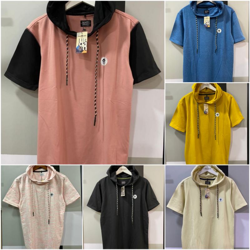 (TERLARIS)kaos hoodie urgan original / Hoodie urgan pendek / kaos kupluk /t-shirt hoodie kombinasi