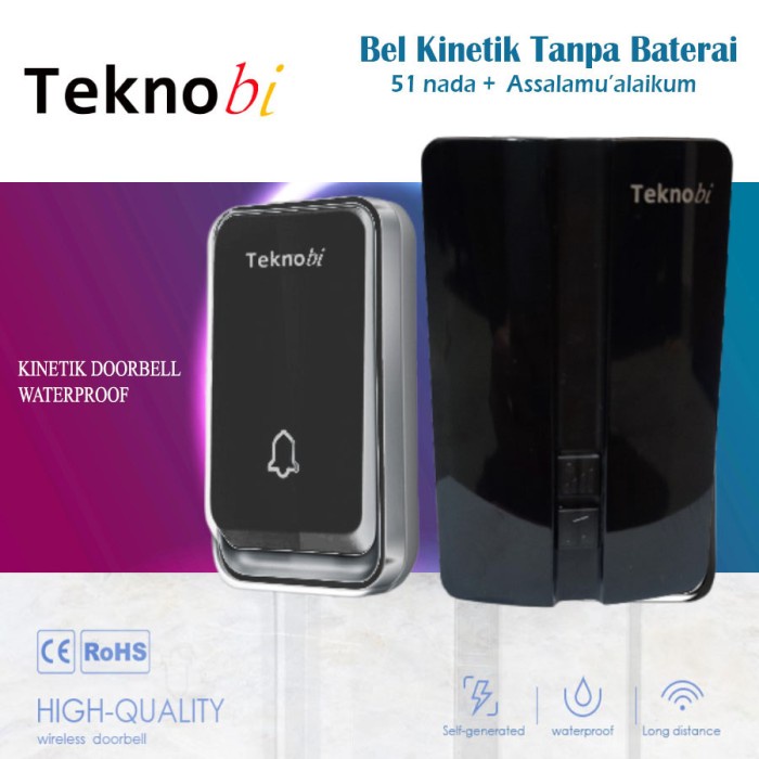 Promo Bel Rumah Wireless Waterproof Teknobi Kinetik Tanpa Baterai