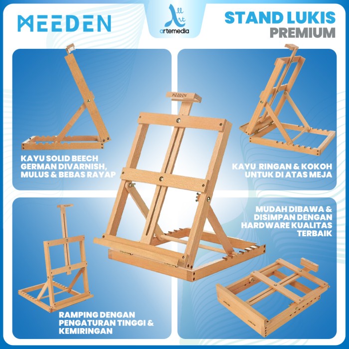 

Terbaru Meeden Table Top Easel H-Frame Studio Display Solid Wood Stand Lukis Promo Terlaris