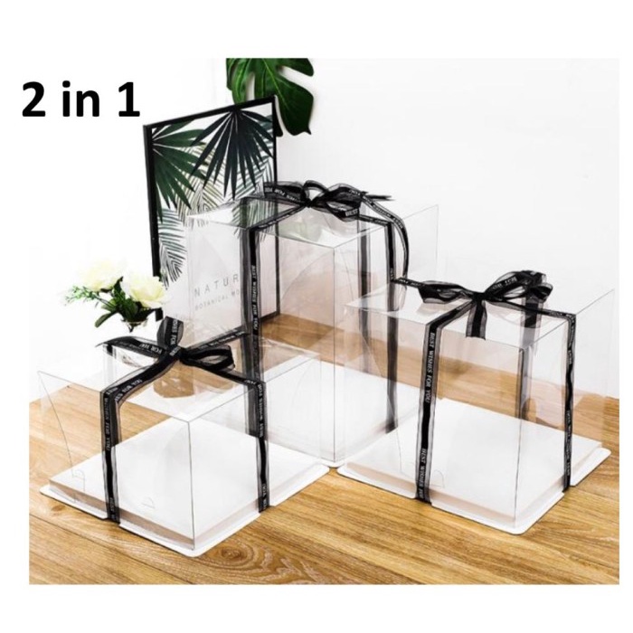 Cake Box / Packaging Kue Mika Full Transparan Kotak Alas 30cm