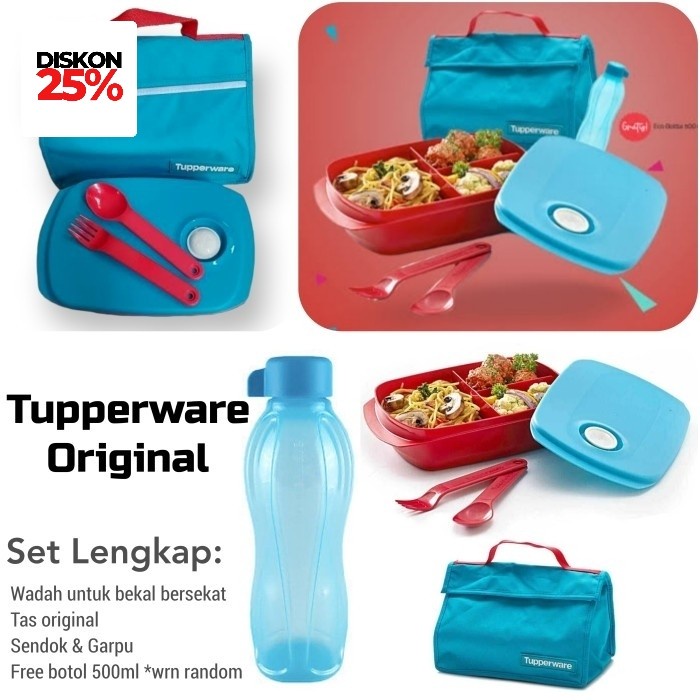 Tupperware Set Crystalwave Bekal Lengkap Kotak Makan Tas Ori Promo