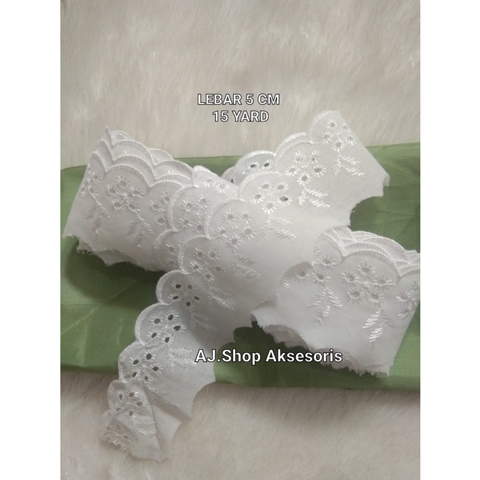 Promo Renda Katun Putih / Renda Katun Lobang 5 Lebar 5 Cm / 3,5 Cm/2 Cm