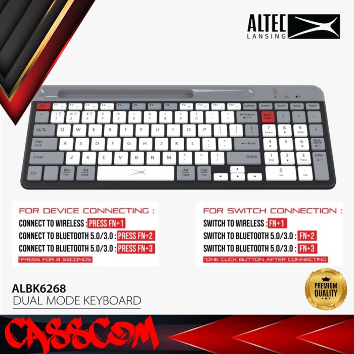 Altec Lansing Keyboard Dual Mode Wireless/Bluetooth Albk6268 Albk-6268 Ready