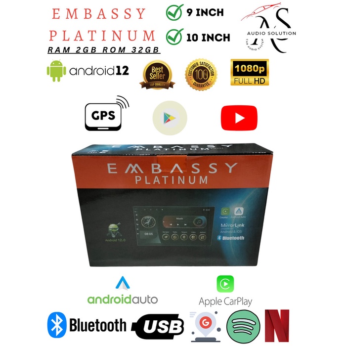 Promo Head Unit Android Embassy 9 Inch Dan 10 Inch Flamengo Ram 2Gb Rom 32Gb