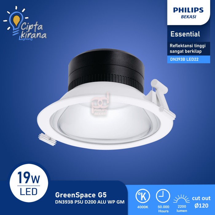 Promo Lampu Downlight Sorot Philips Dn393B 19W 840K Putih