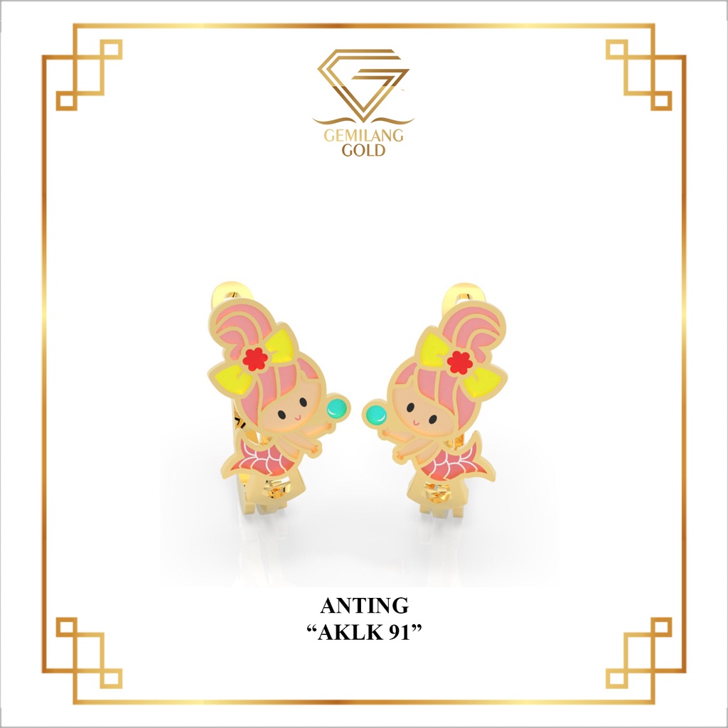 ANTING ANAK EMAS TUA KADAR 700 / 16K ANTING CLIP JEPIT KARAKTER LUCU DAN IMUT TERLARIS (AK ANAK)