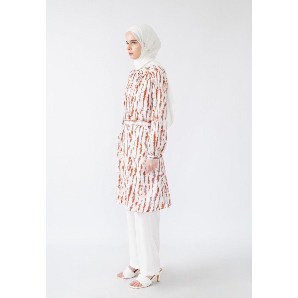 STYLISH MODERN!! Queensland Blouse Tunik Muslim Lengan Panjang LIN000271Q Cokelat