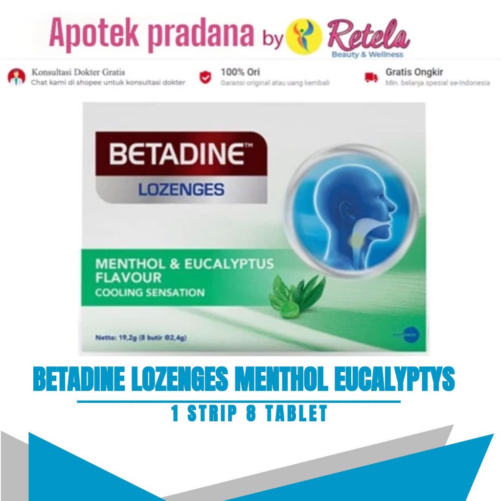 

BETADINE LOZ MENTOL&EUC 1 STRIP 8 TABLET