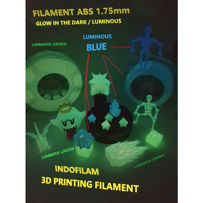 

Ready Filament Abs 1 Kg Banyak Warna Glow Dark Luminous Glitter Indofilam Terbaik