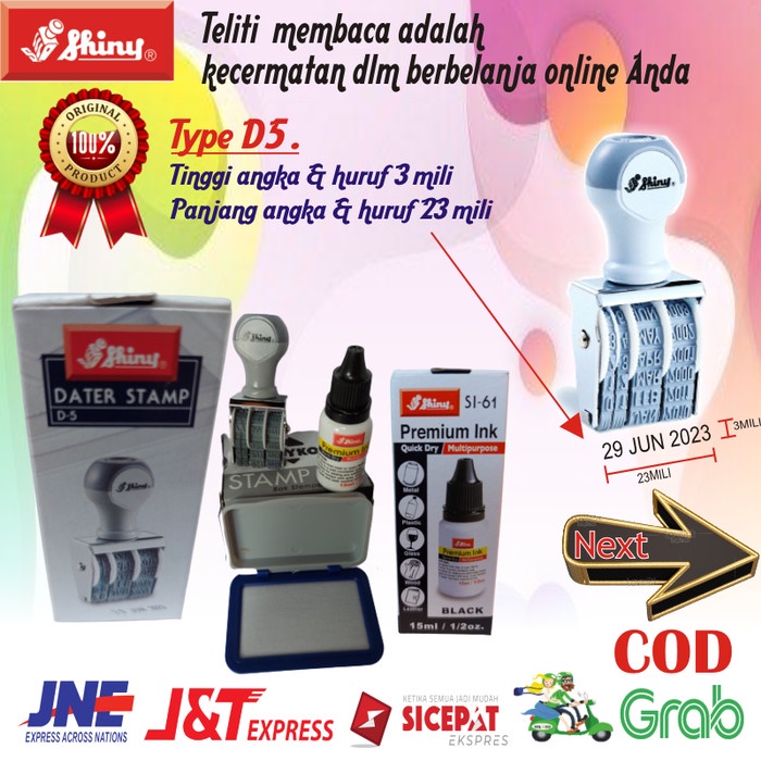 

For Sale Stempel Cap Tanggal Tinta Plastik Kemasan Kantor Toko Shiny Reture Exp New Original