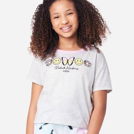 PHI192 Atasan Kaos Crop Top Anak Perempuan Justice