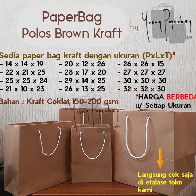 

Terbaru! Paper Bag Kue/Nasi/Bento Box Polos Kraft Coklat 22 x 22 x 30 150GSM ..