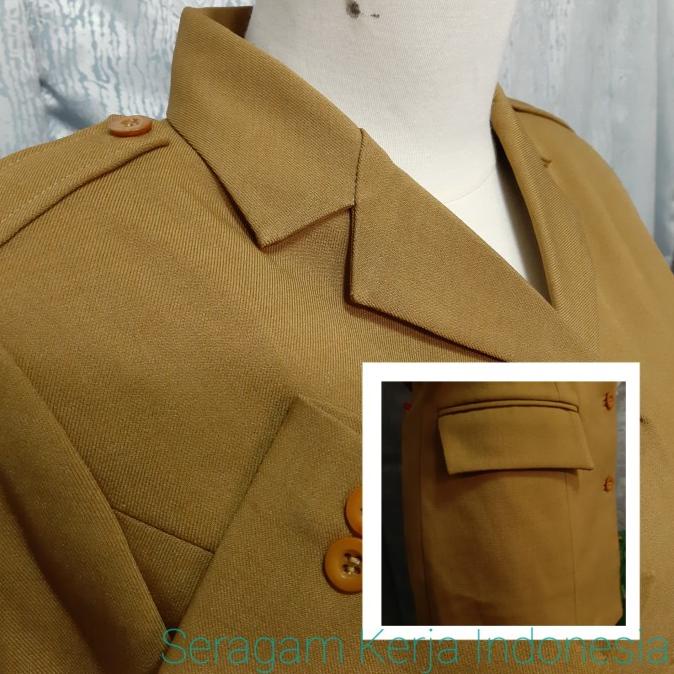 Seragam Guru / Seragam Pemda Wanita Khaki Lengan Panjang (Setelan)