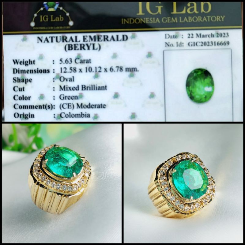 Cincin Batu Emerald Zamrud Colombia CO / Cincin Mewah Elegant