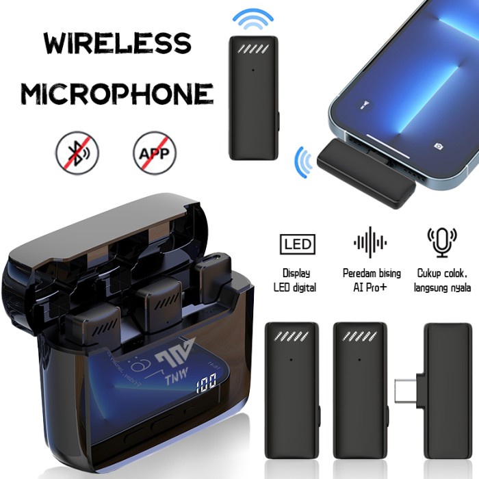 TNW-A9 Mikrofon Lavalier Nirkabel Digital Display Lapel Microphone Mic