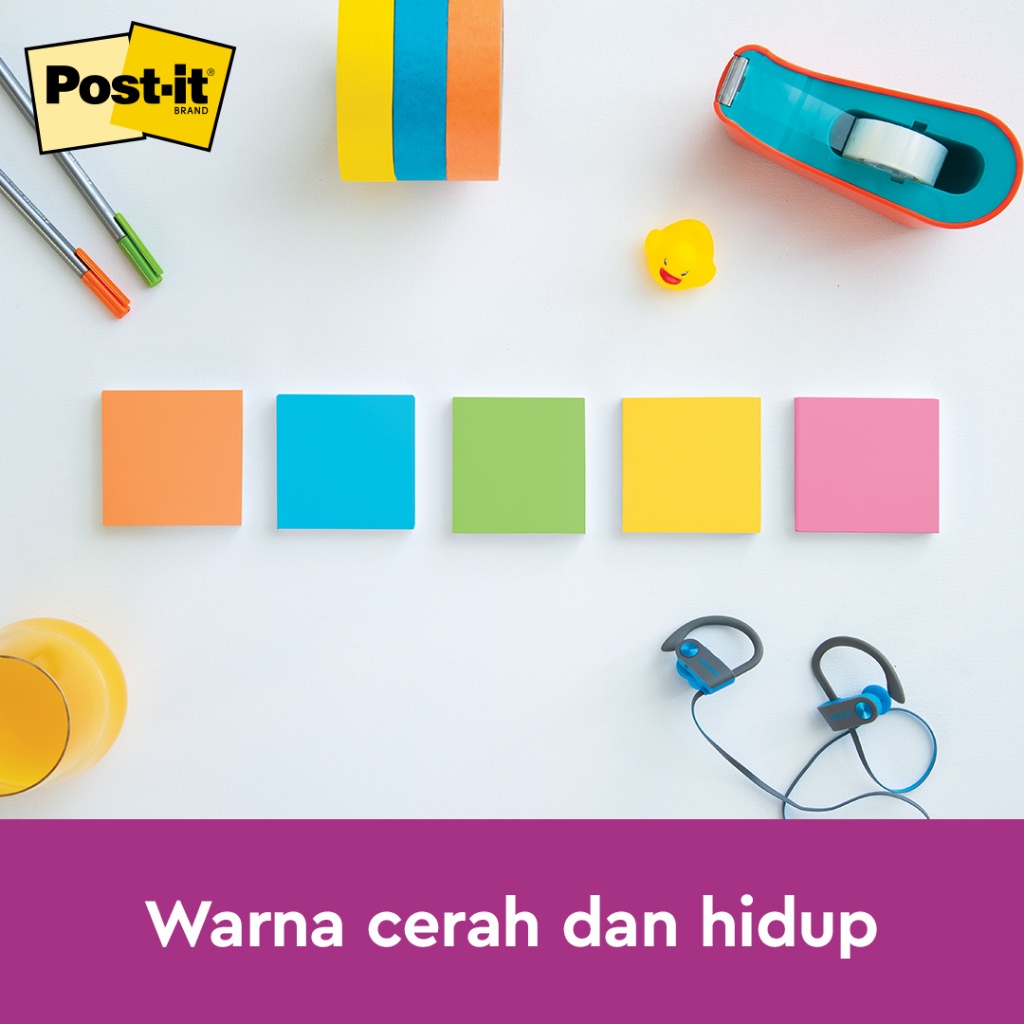 3M™ Post-it® Super Sticky, Notes, 2x Lebih merekat, 24 pads, 76x76 mm, Untuk ditempel di permukaan kertas