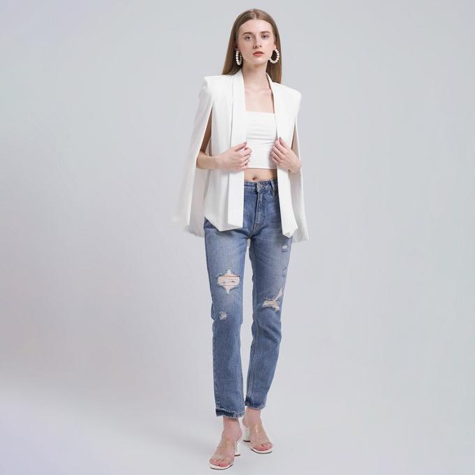 CAPE BLAZER WHITE LOOKBOUTIQUESTORE