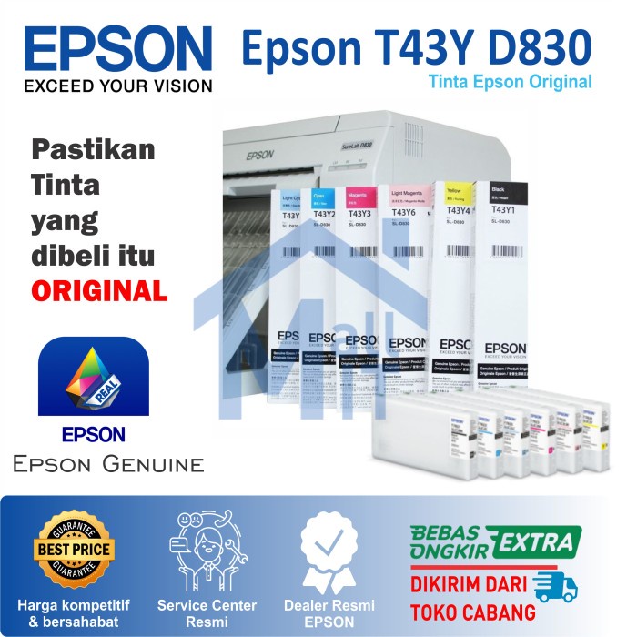 Tinta Catridge Epson Sl D830 Sl-D830 Drylab T43Y T 43Y T 43 Y Original Ready
