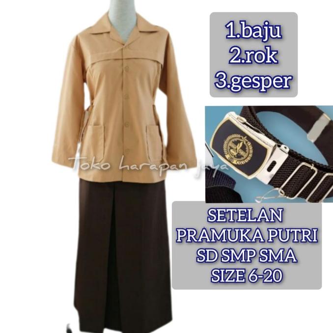 SETELAN PRAMUKA SMP SMA PUTRI BAJU ROK GESPER SIZE S-L6
