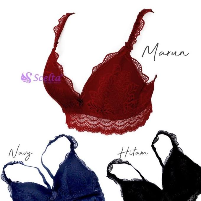 Bra brukat tanpa kawat full renda busa sedang Scelta BH SCE 1709