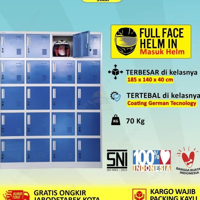 

New Loker Locker Besi 20 Pintu Jumbo Full Plat Masuk Helm Lj20P Berkualitas