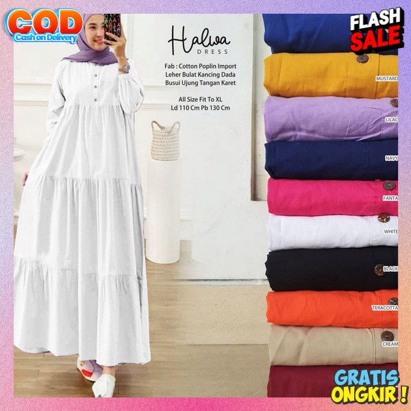 Hamis Terbaru Dan Kekinian Gamis Midi Dress Jumbo Gaun Premium Maxi Impor Deress Simple Muslimah Bus