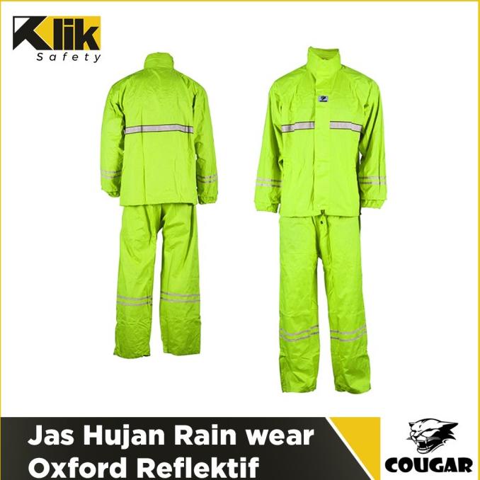 Jas Hujan Safety Rain Wear Cougar Oxford Jaket Celana Reflektif Ori