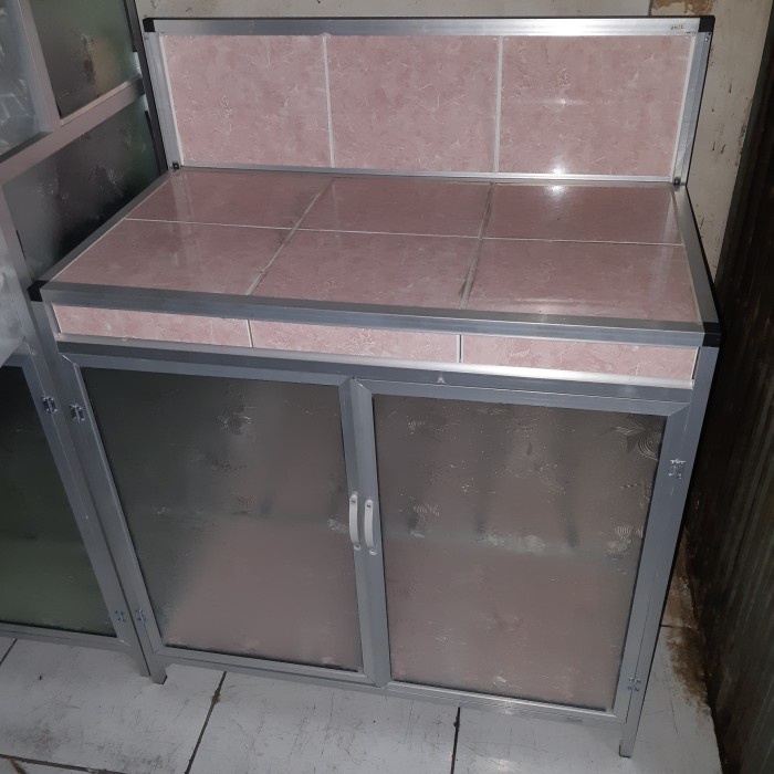 Promo Rak Piring Kompor Pintu Kaca Keramik 2 Pintu Alumunium Aluminium