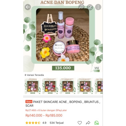 PAKET SKINCARE ACNE, BOPENG, SCAR DAN BRUNTUS